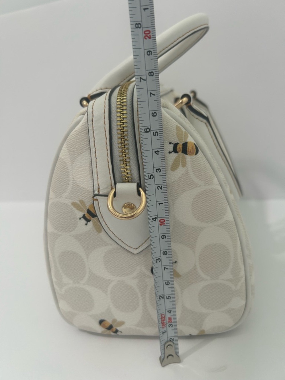 Coach Cream Bee-Print Mini Satchel with Gold Hardware - Picture 10 of 13